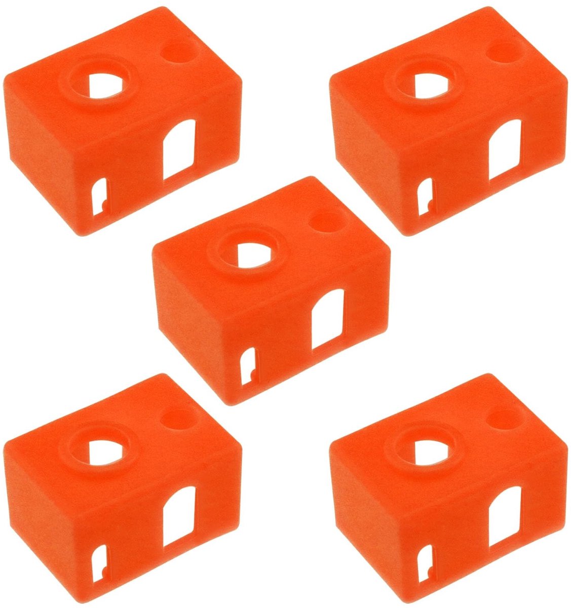 Dailygoods- Heaterblok 5 Stuks - Siliconen Sokken - Compatibel met E3D V6 PT100 - Hittebestendig - Oranje - Beschermende Hoezen - Verwarmingshoes