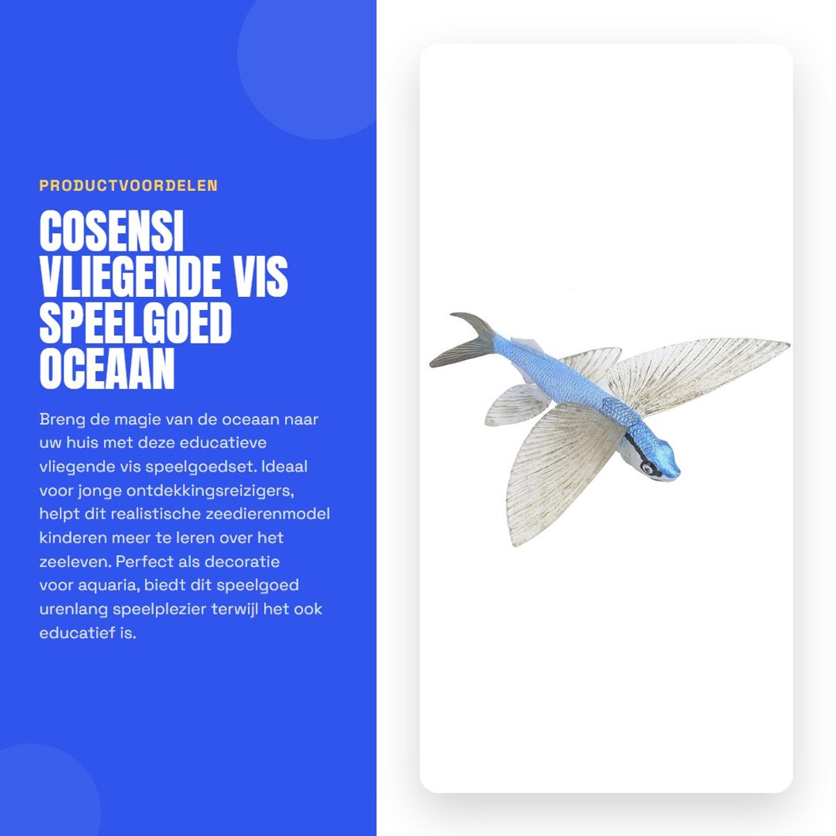Dailygoods- Vliegende Vis Speelgoed - Dierenfiguren - Oceaan Zeedieren - Educatief Speelgoed - Decoratie - Veilig en Niet Giftig - Dierenfiguur