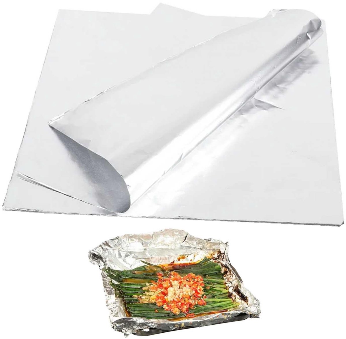 Dailygoods- Aluminiumfolie 30 cm breed - 100 Stks - Verdikt 25 micron - Antiaanbaklaag - Vochtbestendig - Ideaal voor BBQ/grillen - Folie