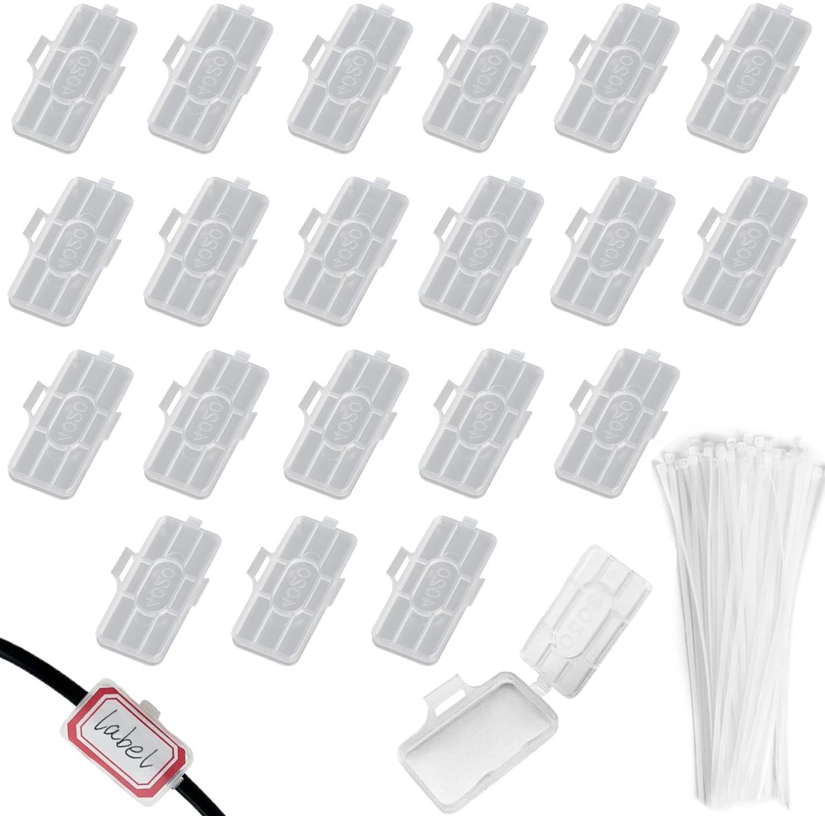 Dailygoods- Kabellabels 30 Stuks - Beschrijfbare Kabellabels - Kabelbeheer - Waterdichte/Antidust Behuizing - Snapsluiting - Eenvoudige Bediening - Kabeltags