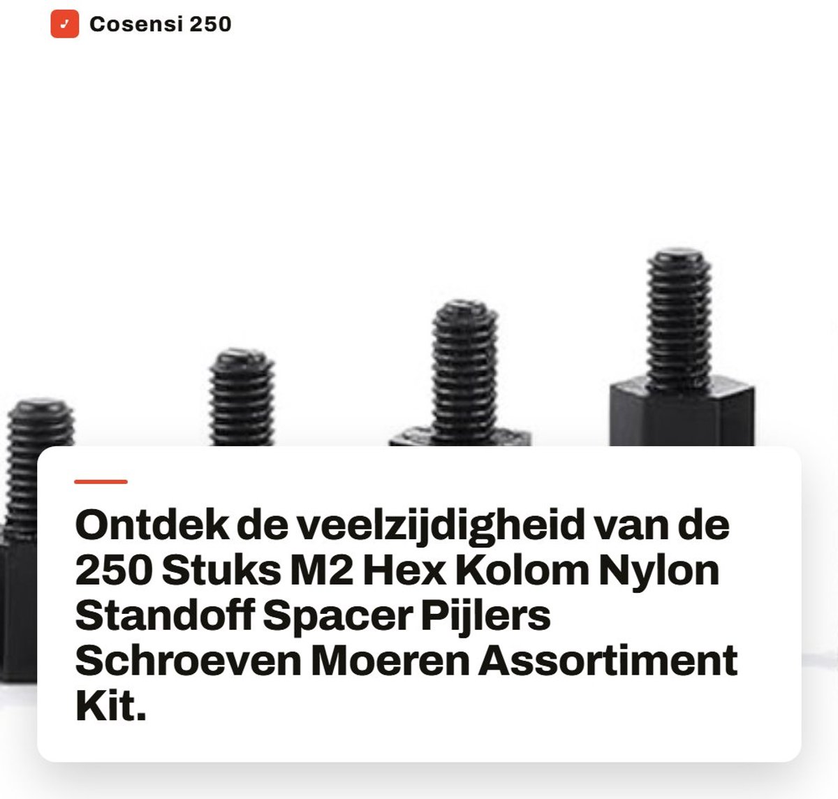 Dailygoods - 250 Stks M2 Hex Kolom Nylon Standoff Spacer Pijlers Schroeven Moeren Assortiment Kit - Handig voor Elektronische Toepassingen - Inclusief...