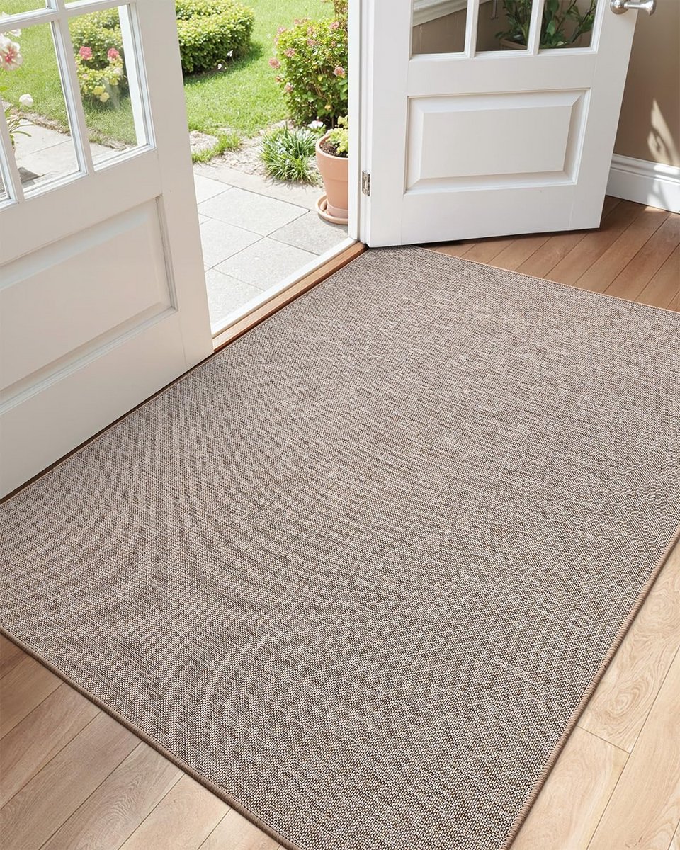 Deurmat Binnen - Voordeurmat Tapijt - Vuil Vangen - Antislip Wasbaar - 90x150 cm - Khaki
