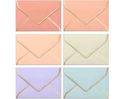 60 Stuks Uitnodigingsenveloppen 4x6 Inch Pastelkleuren met Gouden Rand - Ideaal voor Kaartjes en RSVP