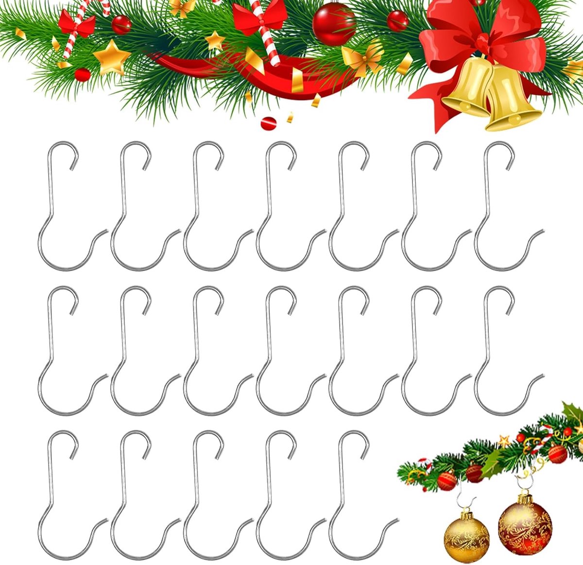 100 Stuks Kerstboomhaken voor Kerstballen en Decoraties (Zilver)