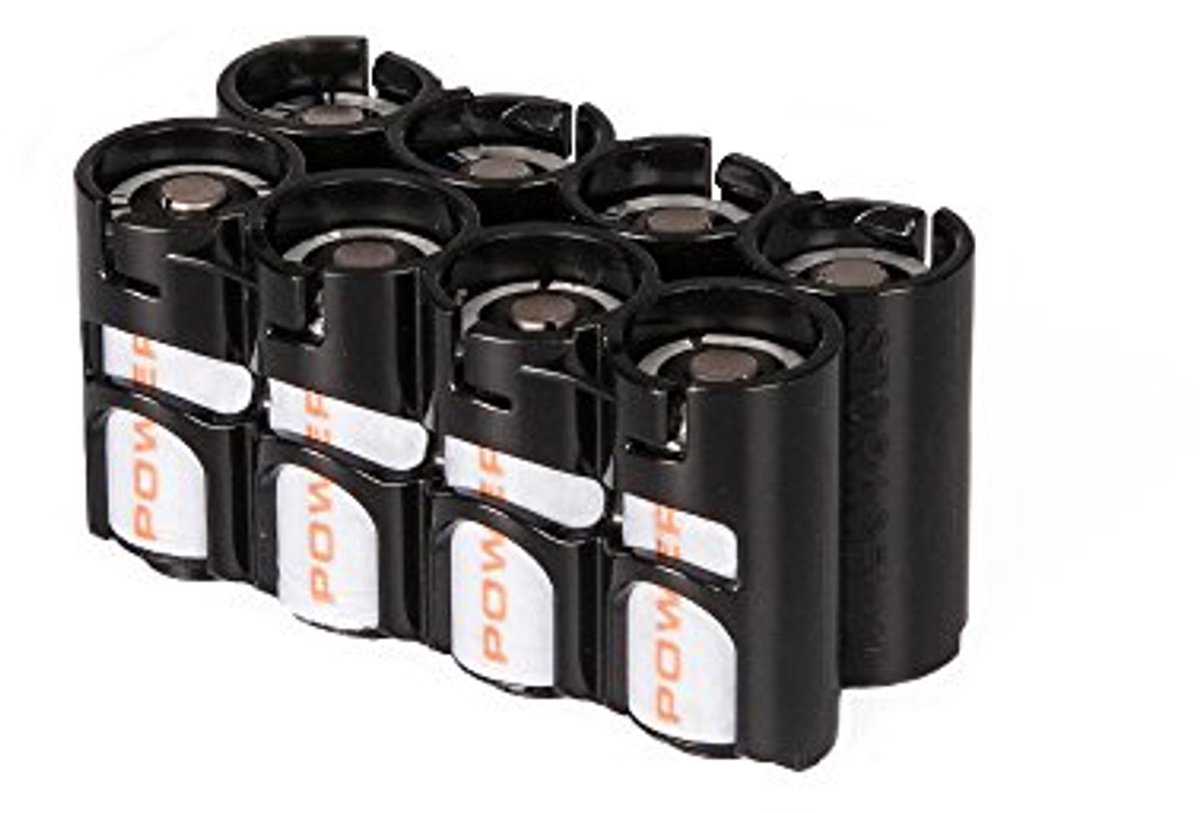 Batterijhouder - Batterij organizer - Batterijen bewaren - Compact ontwerp - 8 stuks - Zwart