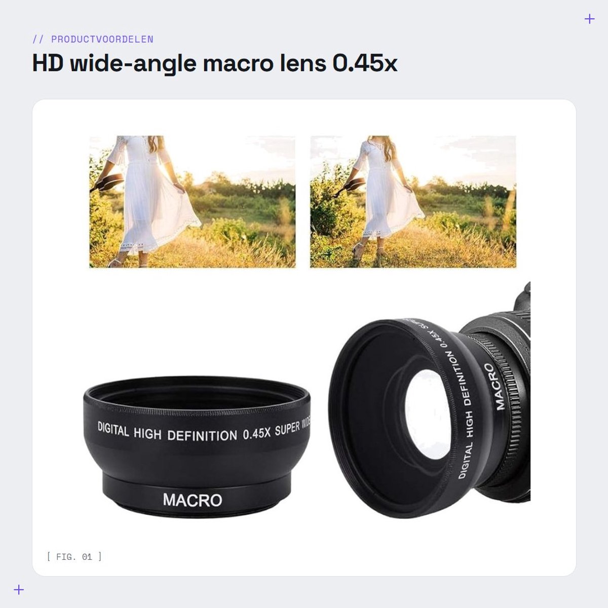 Dailygoods - HD wide-angle macro lens - 0.45x vergroting - Hoogwaardige kwaliteit - 49mm diameter - Ideaal voor fotografie - Eenvoudig te installeren