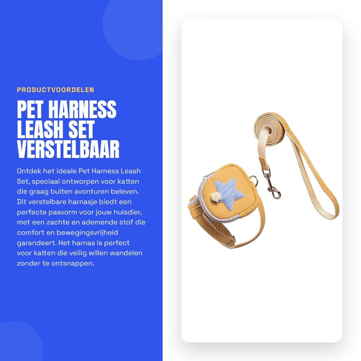 Dailygoods- Kattenharnas Verstelbaar - Kattentuigje met Looplijn - Ademend Vestharnas - Schattige Tas - Lichtgewicht - Comfortabel Draagcomfort - Huisdierenharnas