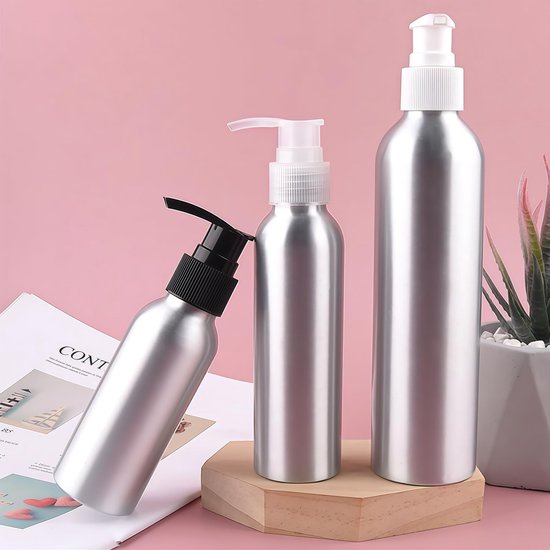 Dailygoods- Pompfles 250ml - 3 Stuks - Aluminium - Navulbaar — afbeelding 4