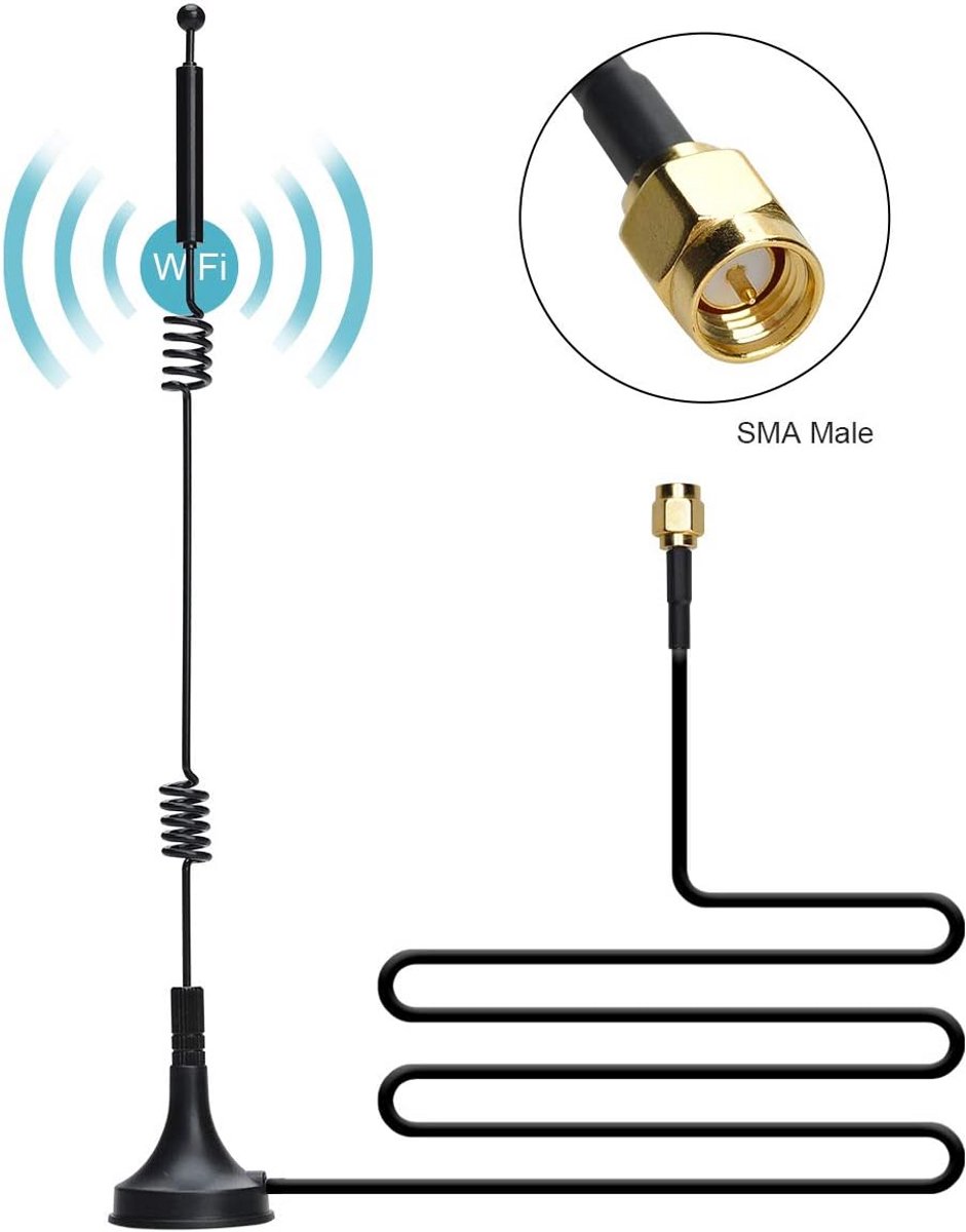 Magnetische Antenne - Zweep Antenne - Netwerk Verbeteren - Dual Band 12dBi - 3 Meter Kabel - Zwart