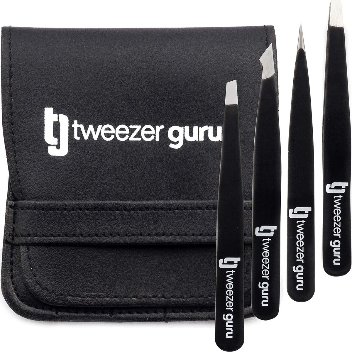 Pincet Set - Precisie Tang - Wenkbrauwen Stylen - Roestvrij Staal - 13 cm - Zwart