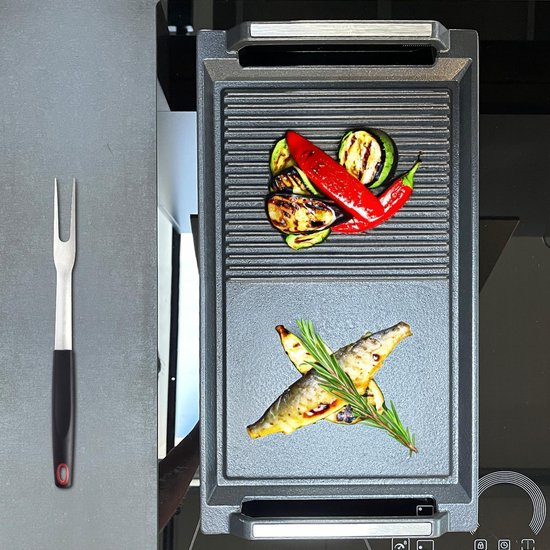 Grillplaat - Grillpan inductie - Binnen grillen - Gegoten aluminium - 20 x 36 cm - Zwart — afbeelding 5