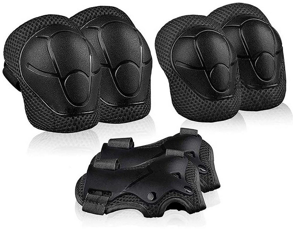 Kinder Beschermset - Knie- en elleboogbeschermers - Outdoor sporten - Verstelbare banden - 28.8 x 22.4 x 6.8 cm - Zwart