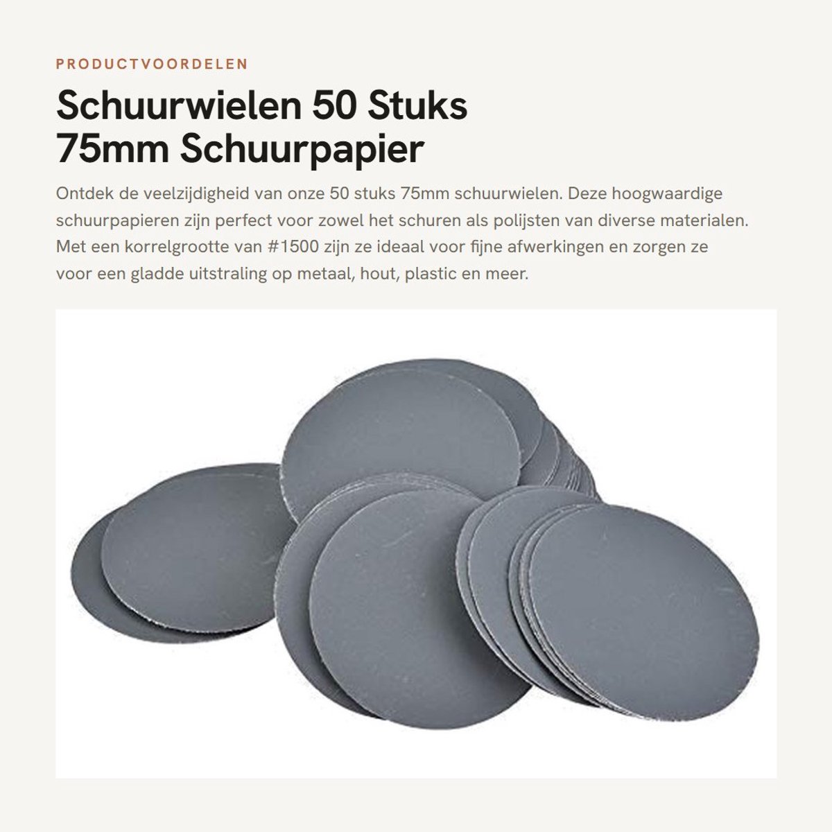 Dailygoods- Schuurpapier Set 50 Stuks - Schuurpapier 75mm - Schuurpapier Fijn #1500 - Schuurpapier voor Hout/Metaal - Geschikt voor Nat/Droog Gebruik - Sterke Slijpkracht - Schuurdiscs