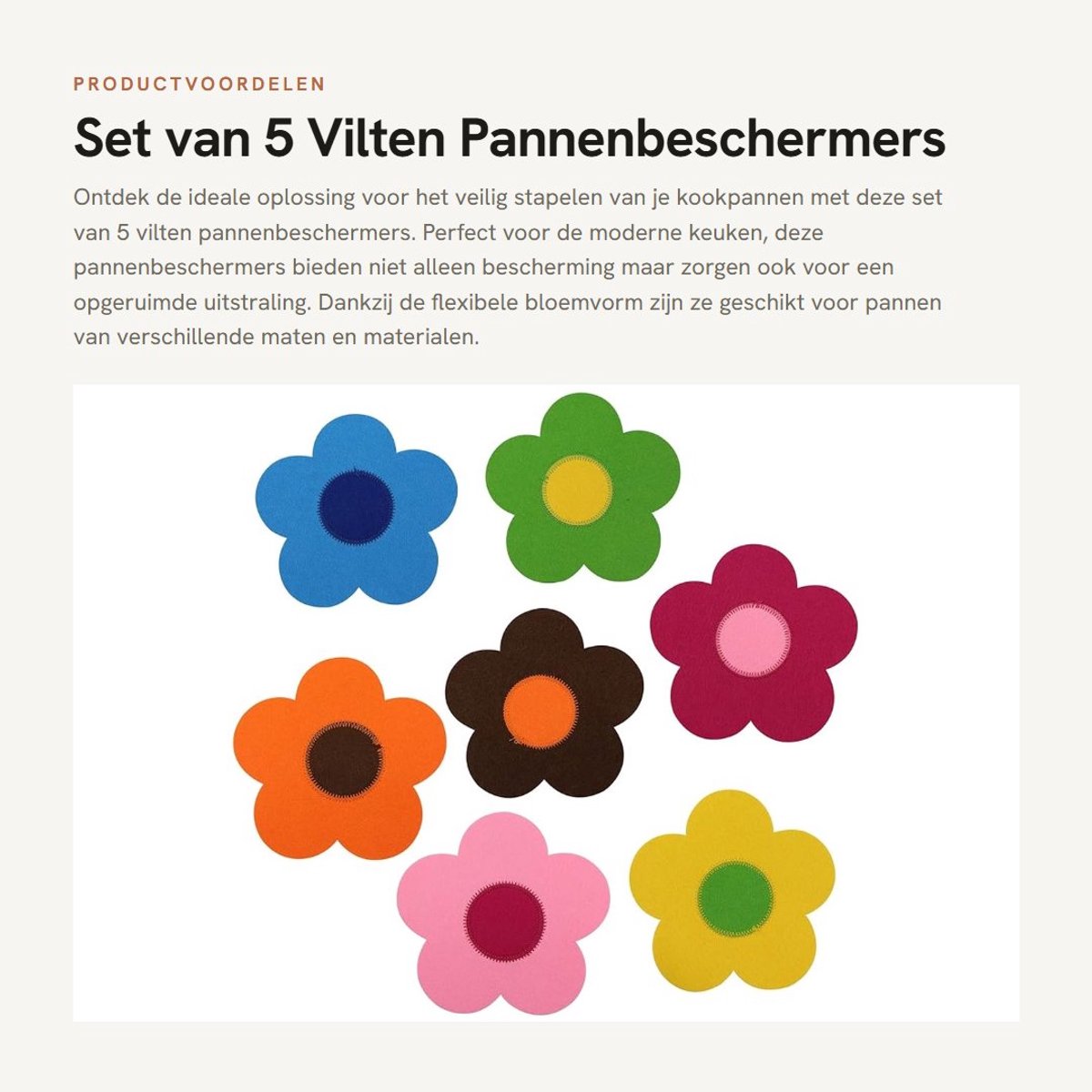 Dailygoods- Pannenbeschermers Set van 7 - Vilt - Stapelbare Bescherming - Flexibele Vorm - Diameter 18 cm - Optimale Bescherming voor Pannen - Pannenbescherming