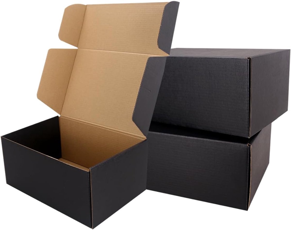 Zwarte golfkartonnen verzenddozen 12" x 9" x 4" anti-impact met afdichtingslabel