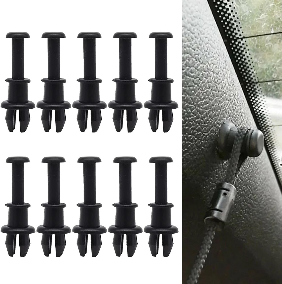 Dailygoods- Parcel Shelf Clip - 10 Stuks - Robuuste Plastic Beugels - Duurzaam - Eenvoudige Installatie - Geschikt voor Auto - Hoofdsteunclip
