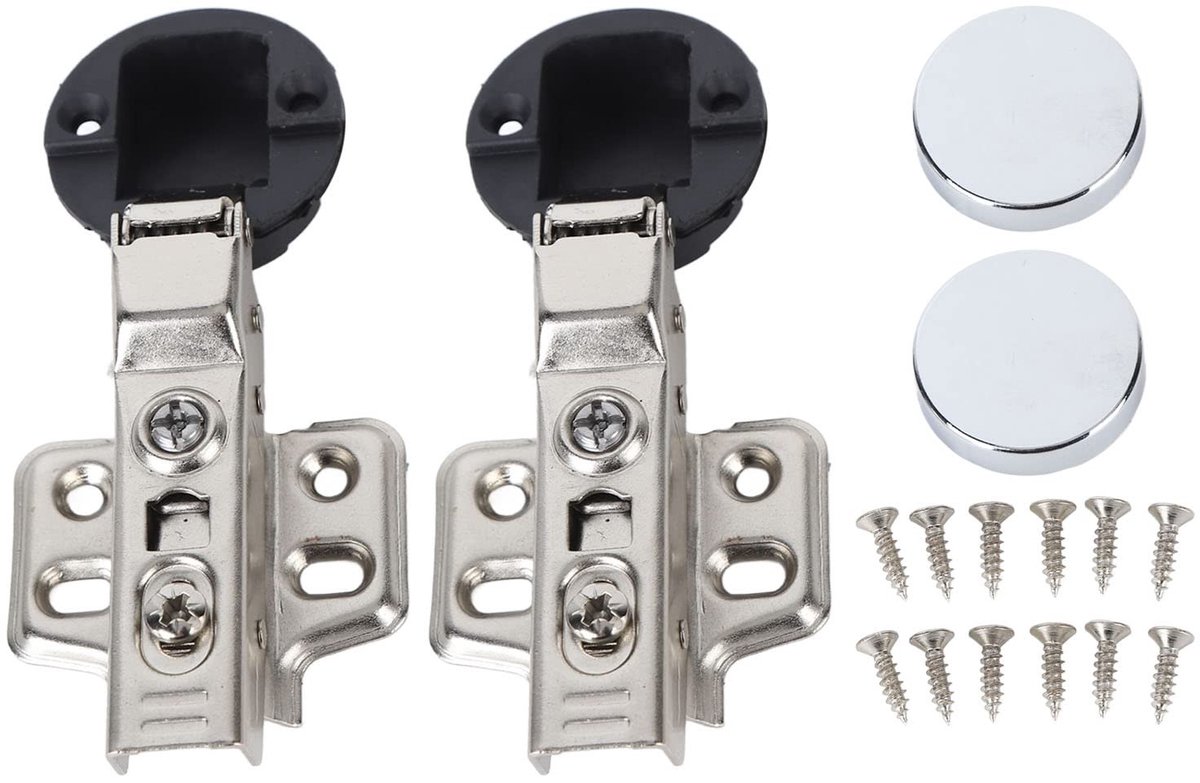 Dailygoods- Deurscharnier Roestvrij Staal 35mm - Inboorscharnier - Demping - Geruisloos Sluiten - 2 Sets - Maximaal Draagvermogen 8 kg - Kastscharnier
