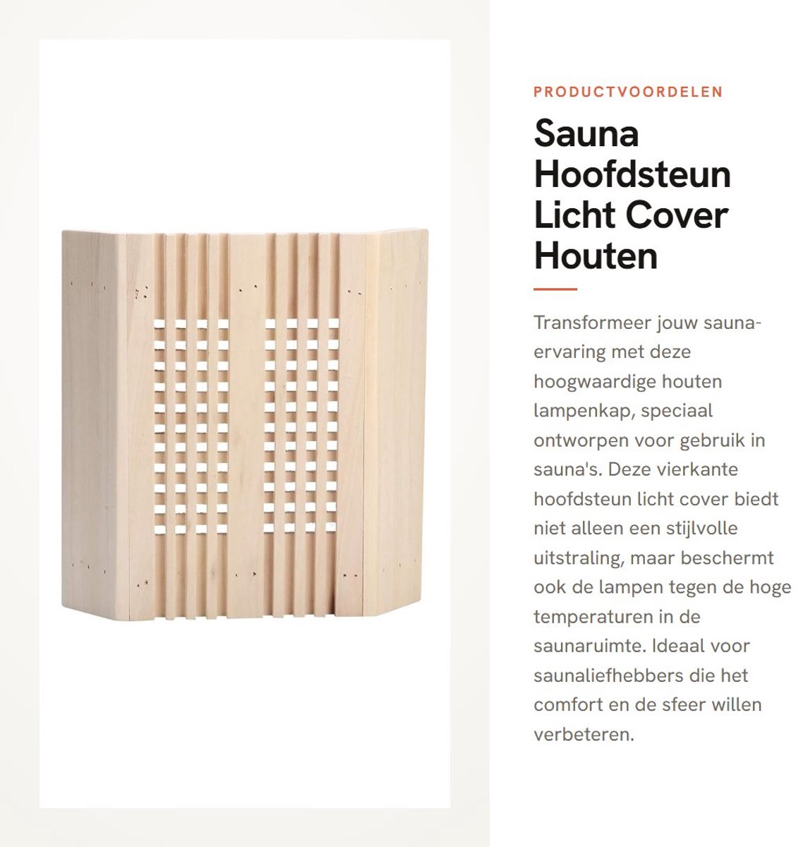 Dailygoods - Sauna Hoofdsteun Licht Cover - Houten Lampenkap - Duurzaam en Sterk - Vierkant Design - Sauna Accessoires - Bescherming voor Lampen
