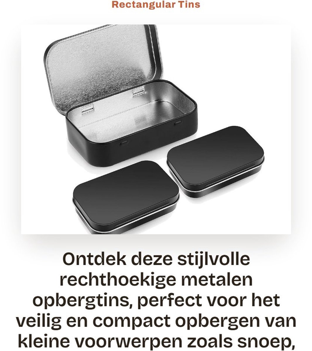 Dailygoods- Opbergdozen - 3 Stuks - Metaal - Met Scharnierdeksel - 8.9 x 5.5 x 1.3 cm - Duurzaam - Compact - Opbergtin