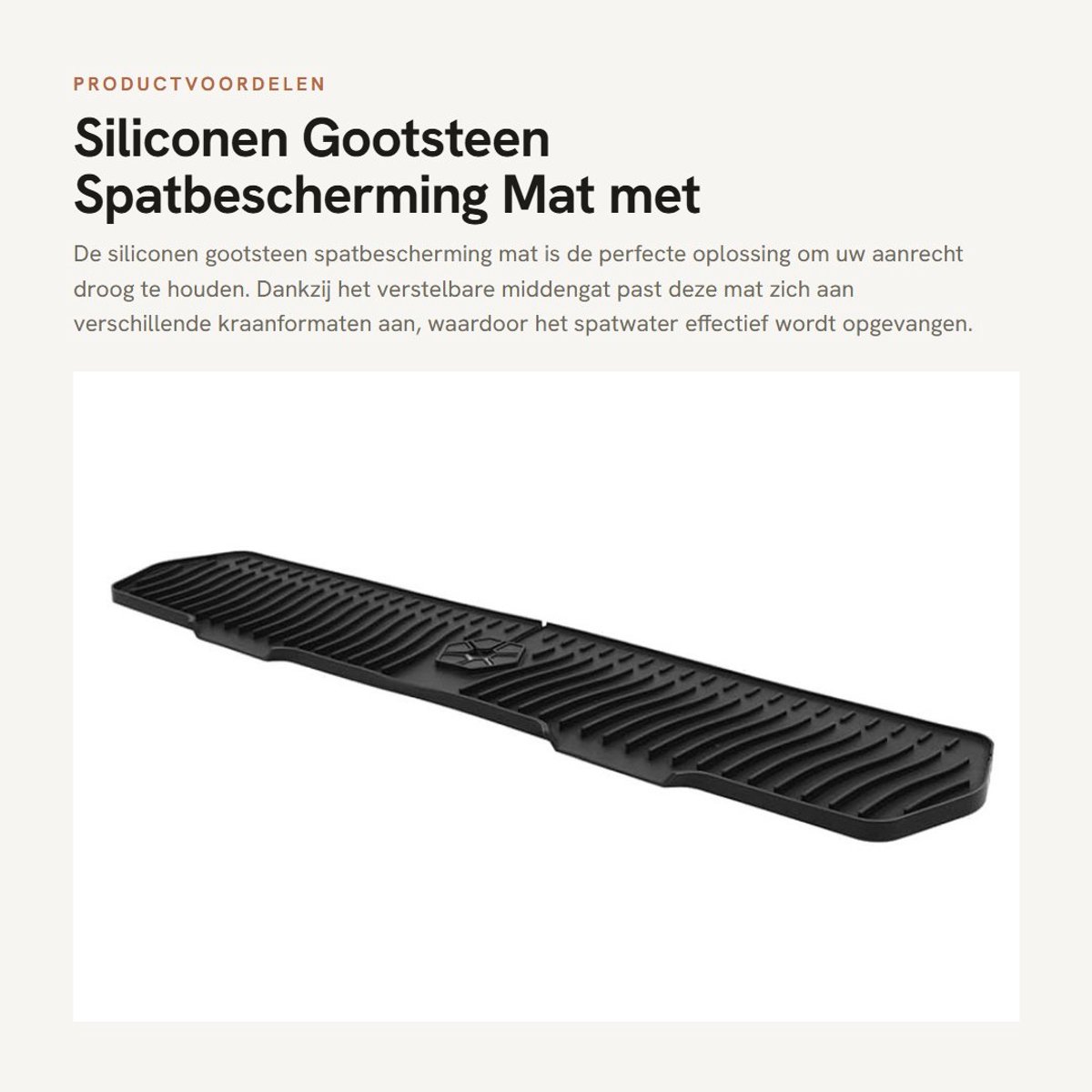 Dailygoods- Spatbescherming Verstelbaar Middengat - Siliconen Druppelopvangbak - Houdt Aanrecht Droog - Voorkomt Waterspatten - Gemakkelijk Schoon te Maken - Geschikt voor Keuken/Badkamer - Druppelopvangmat