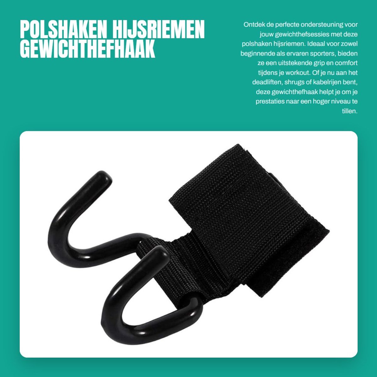 Dailygoods- Gewichthefhaak Comfortabel - Polsbandage voor Steun - Hijsriem - Duurzaam - Stalen Haak - Neopreen Voering