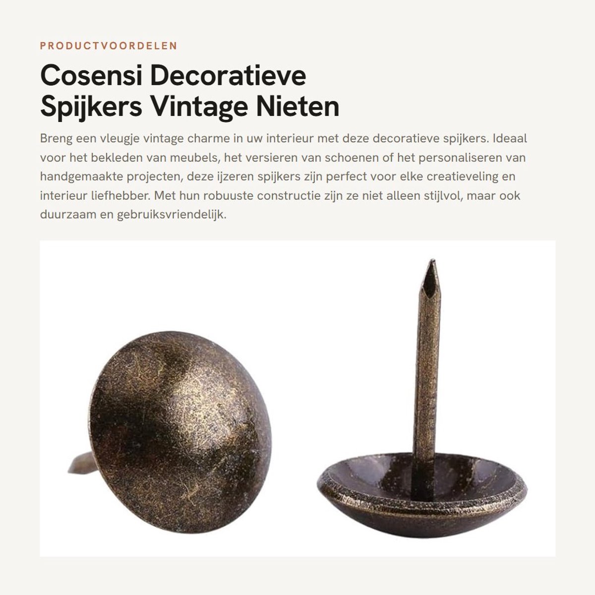 Dailygoods- Bekleding Nagels Vintage - Decoratieve Tack Stud - Metalen Tags - Meubels/Schoenen/Deuren - 100 Stuks - Roestvrij Staal/Brons - Decoratieve Spijkers