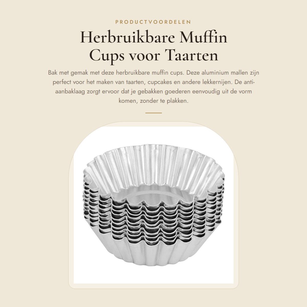 Dailygoods- Taartvorm 10 Stuks - Anti-aanbaklaag - Muffin Cups - Eiertaartvorm - Vaatwasmachinebestendig - Hoogwaardig Koolstofstaal - Bakvorm