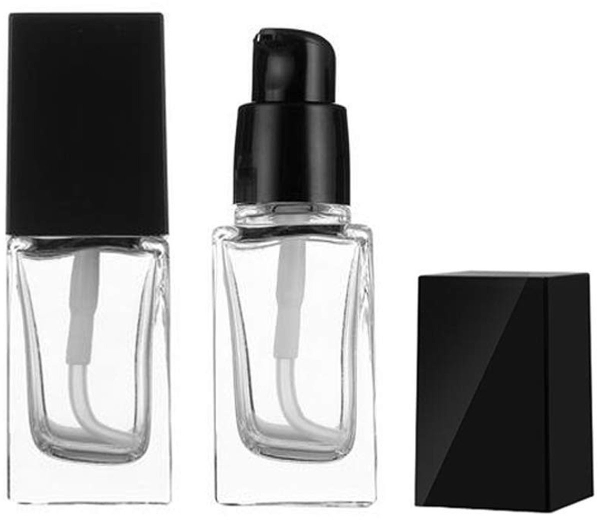 Dailygoods- Pompfles 20ml - Lege Glazen Dispenser - Navulbaar - Draagbaar - Luxe - Hoge Transparantie - Cosmetische Fles