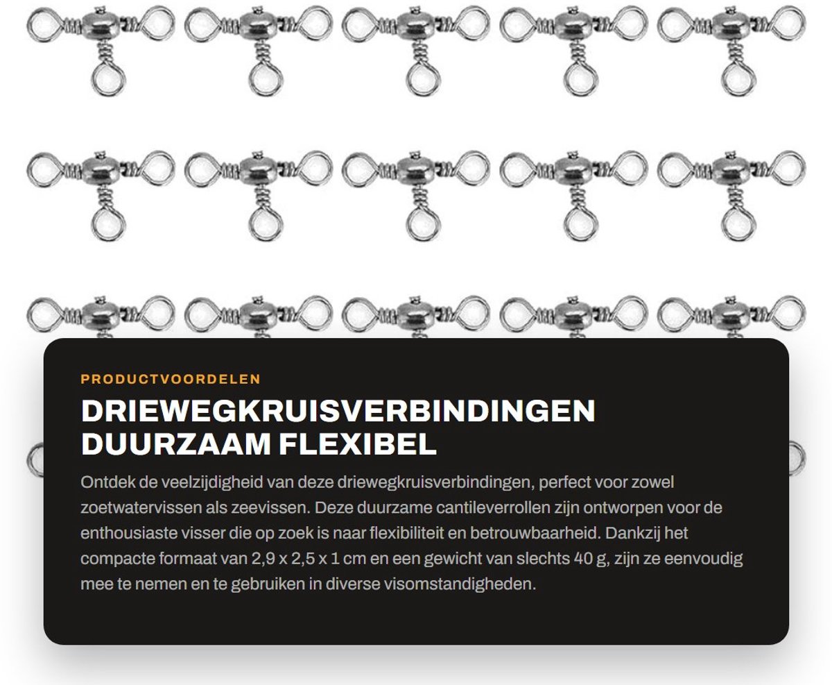 Dailygoods- Driewegkruisverbinding Duurzaam - Flexibele Driewegarm - Cantileverrollen - Voor Zoetwatervissen - Voor Zeevissen - Voor Haken (3#)