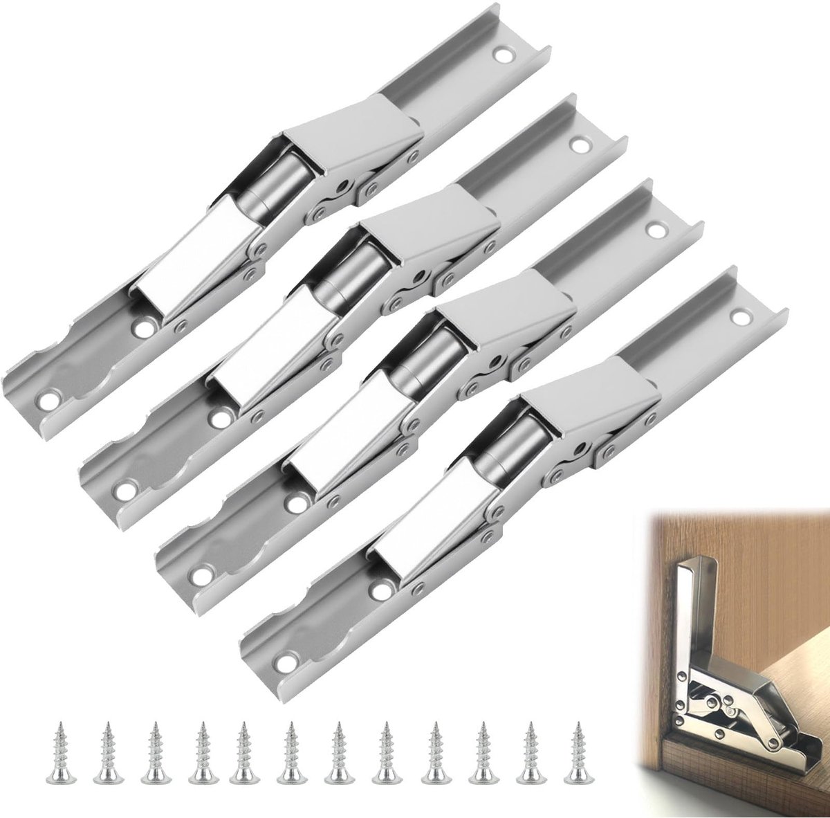 Dailygoods- Vouwdeurscharnier 90 graden - Scharnier reparatie plaat - Scharnierboor - Corrosiebestendig - Draagvermogen tot 50 kg - 4 stuks