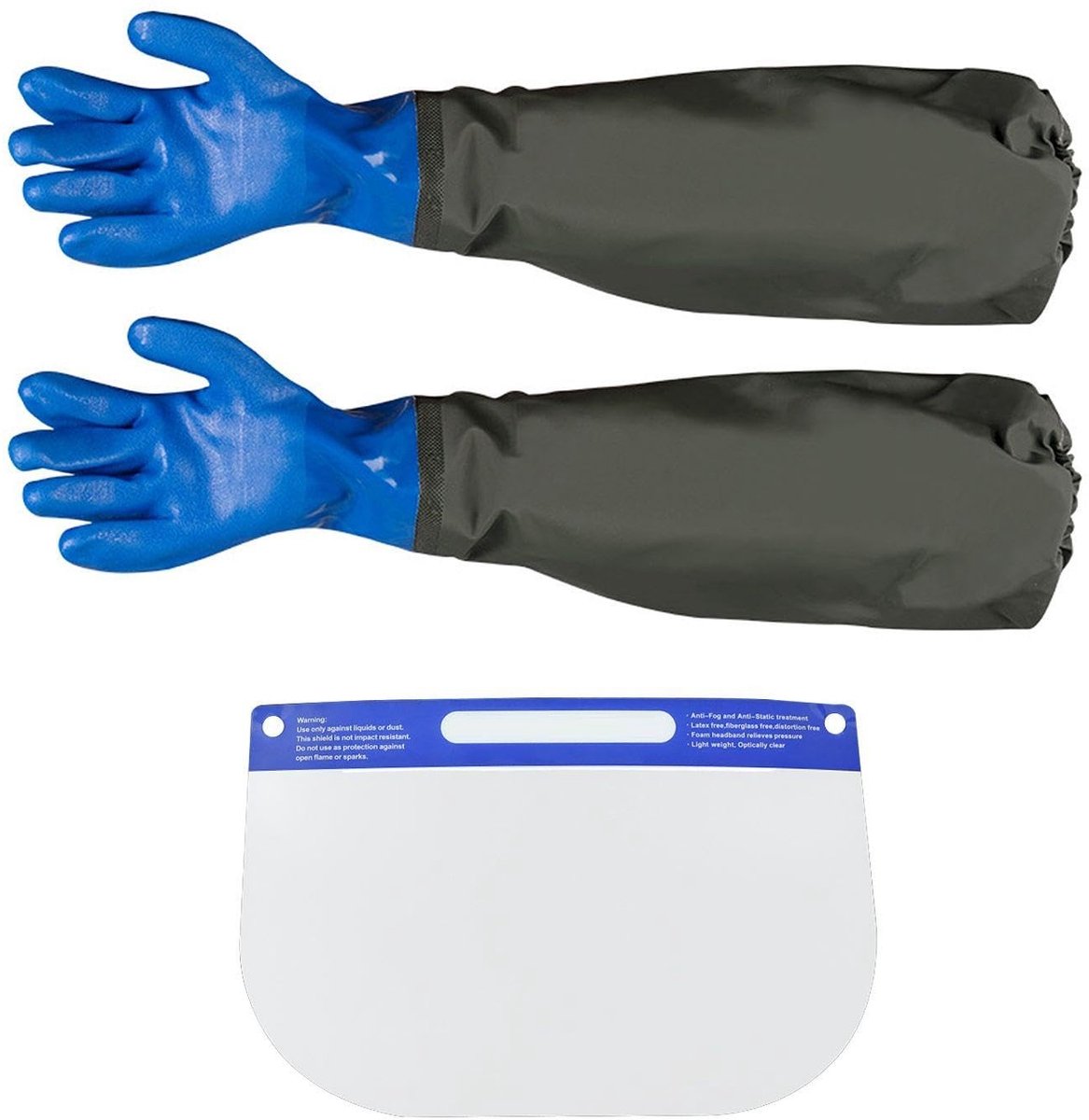 Byshayne - Beschermende Handschoenen en Masker - Hittebestendig en Waterdicht - Antislip - Blauw en Transparant - Werkaccessoires voor Buiten
