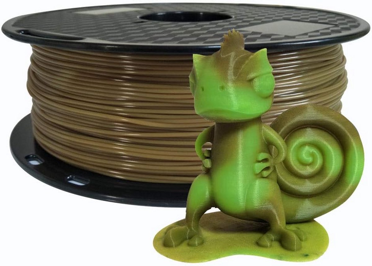 PLA Filament - 3D Printer Materiaal - Kleurveranderend Printen - Reageert op Temperatuur - 1KG - Bruin naar Groen