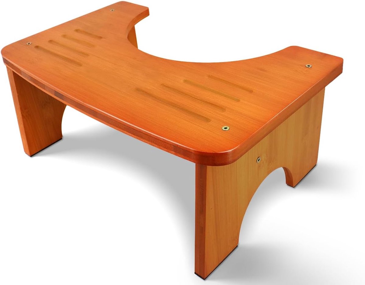 Toiletkruk Bamboe - Wc Treeplank - Comfortabel Zitten - 35 Graden C-type - 39 x 22 x 16.5 cm - Koffie