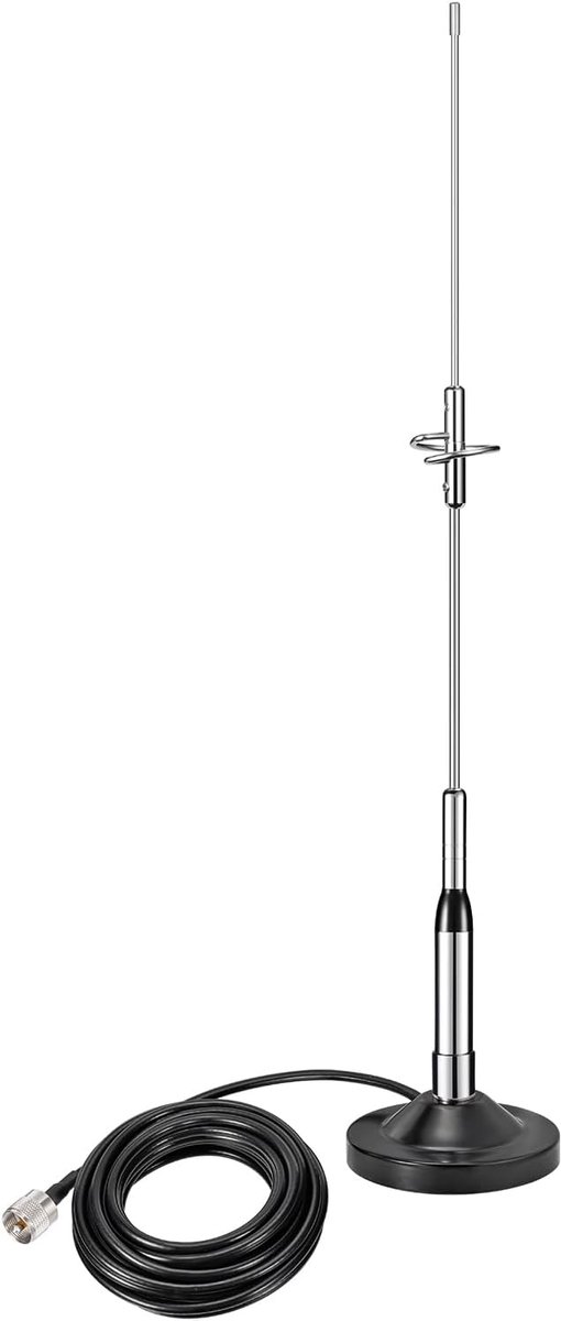 Auto Mobiele Antenne - Hoge Gain Dual Band - Signaal Verbeteren - Roestvrij Staal - 5m Kabel - Zwart