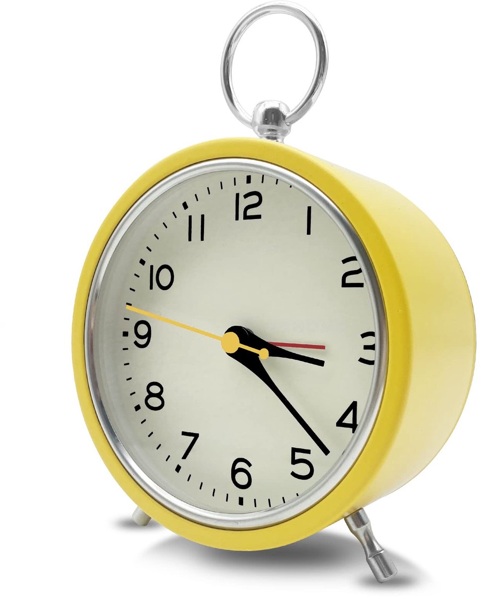 carmdering - Kleine Wekker - Vintage Alarmklok - Sferische Glazen Klok - Tick-Free Quartz Uurwerk - Ingebouwd Nachtlampje - Metalen Frame - Gouden Arabische Cijfers - Veelzijdig Decoratief Ontwerp - 1 Stuk