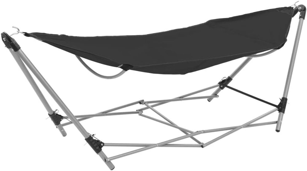 Vouwhangmat - Kampeerhangmat - Ontspannen Buiten - Inclusief Draagtas - 241 cm - Zwart