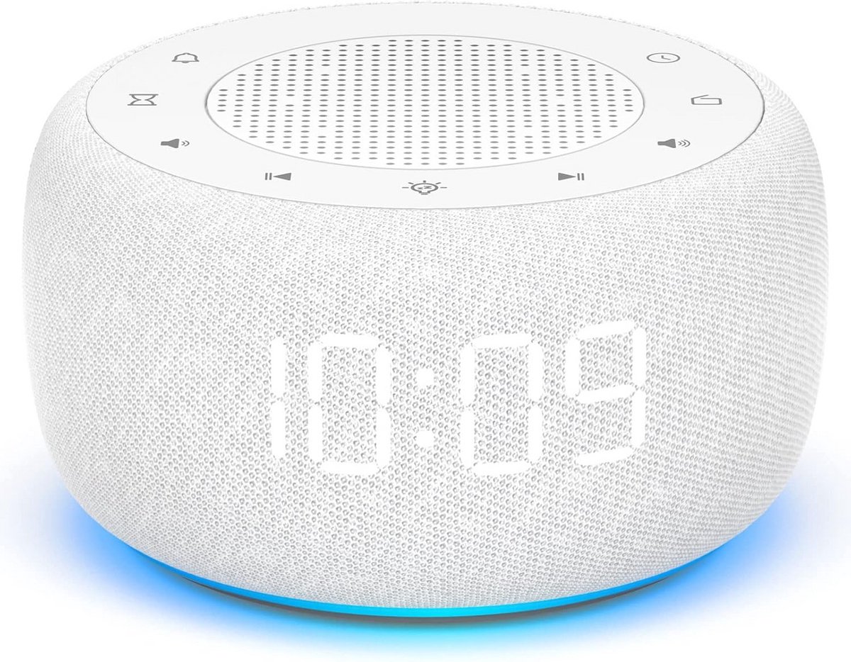 Radiowekker met nachtlamp - Klok radio - Wakker worden - 7 kleuren licht - 9x9x6 cm - Wit