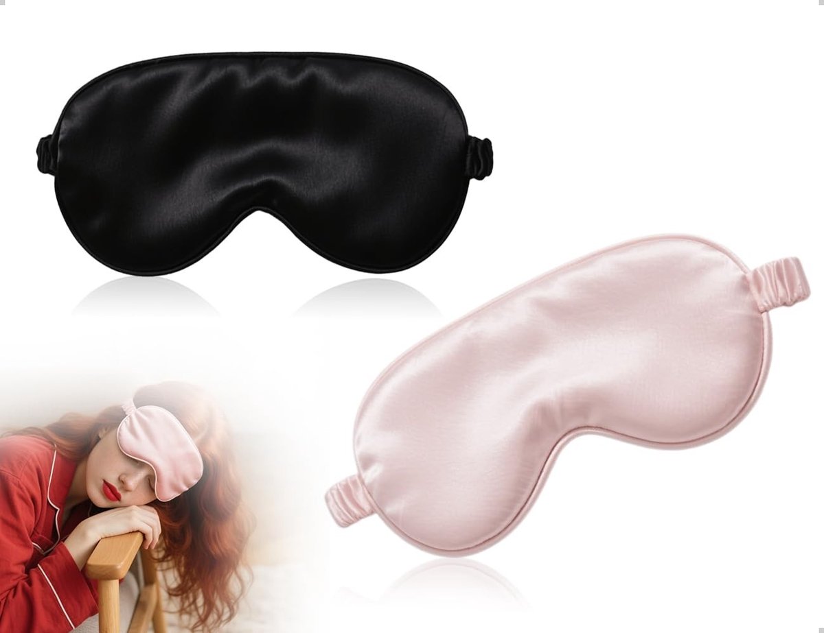 Dailygoods- Slaapmasker Lichtblokkerend - Oogmasker Zacht - Set van 2 - Draagbaar - Verstelbare Riem - Comfortabel en Zijdeachtig