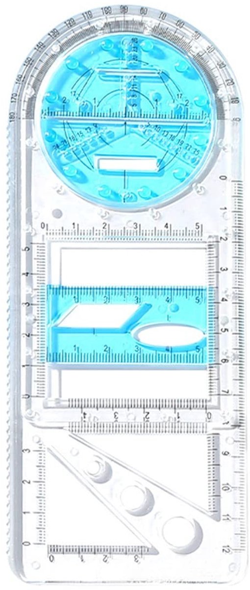 Dailygoods- Geometrische Liniaal Multifunctioneel - Ontwerpliniaal - Meetinstrument - Tekentemplate - Basisstudenten - Slijtvast Kunststof - Tekenliniaal