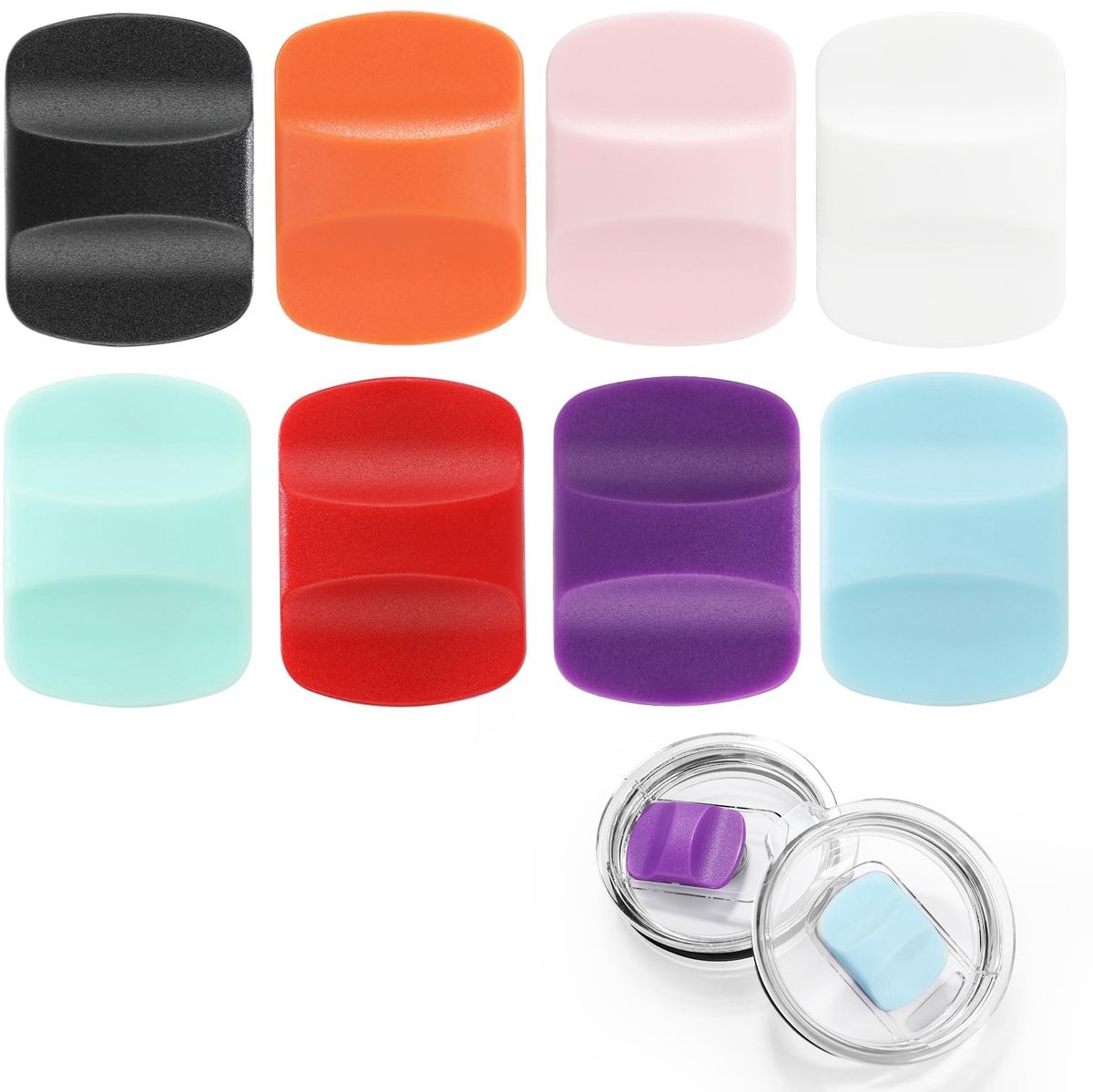 Dailygoods- Schuifregelaar 8 Stuks - Magnetische Vervangingen - Kleurrijke Covers - Duurzaam BPA-vrij - Voor Yeti Tumbler Deksels - Betrouwbare Sterkte - Drinkbeker