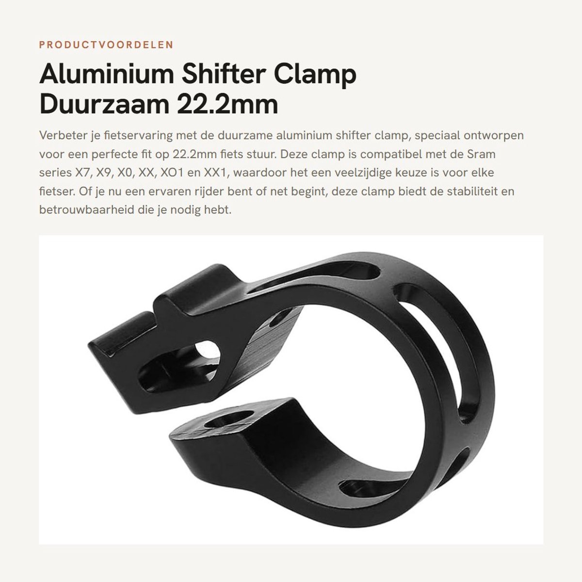 Dailygoods- Shifter Clamp - Duurzaam Aluminium - Universele Beugel - Geschikt voor 22.2mm Stuur - Compatibel met Sram X7/X9/X0/XX/XO1/XX1 - Eenvoudige Installatie - Fietsbeugel