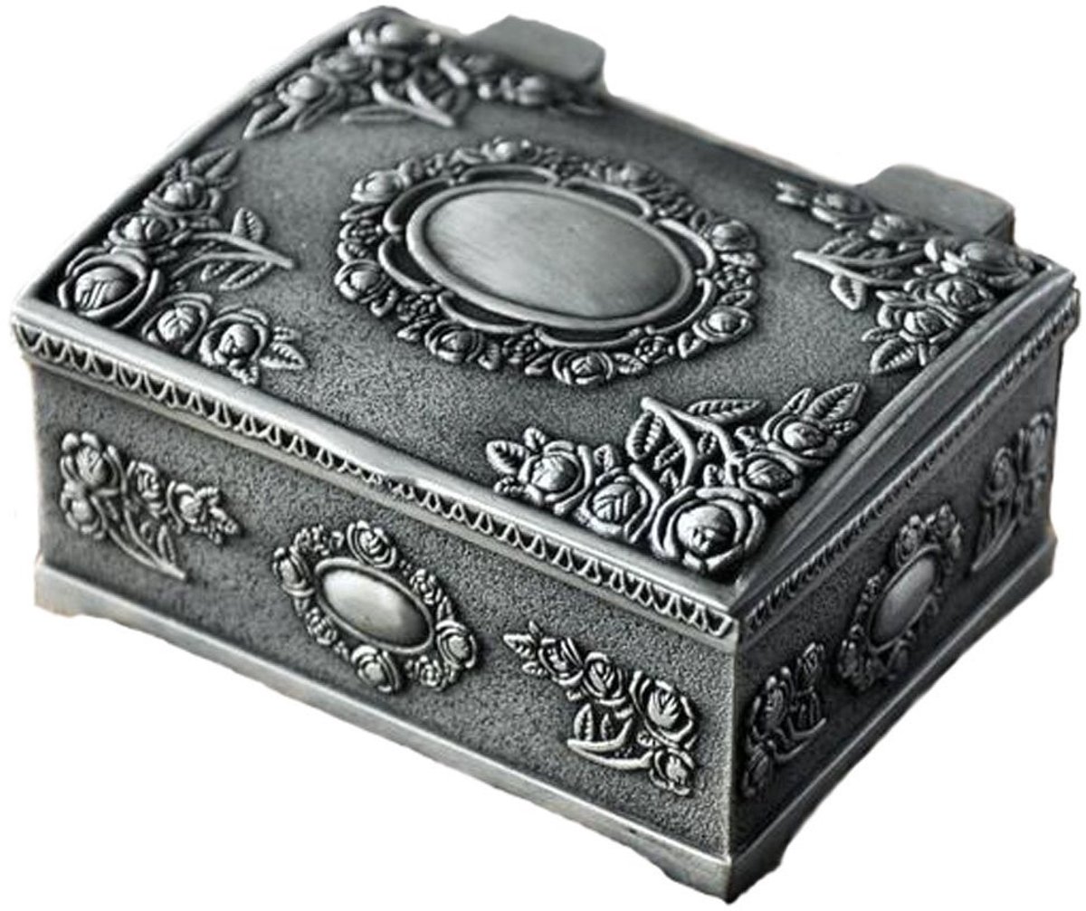 Dailygoods- Sieradenbox Antiek Zilver - Sieradendoos - Opbergdoos - Huwelijksringdoos - Cadeaubox - Verstelbaar - 6,5cm x 5,5cm x 3cm - Sieradenkist