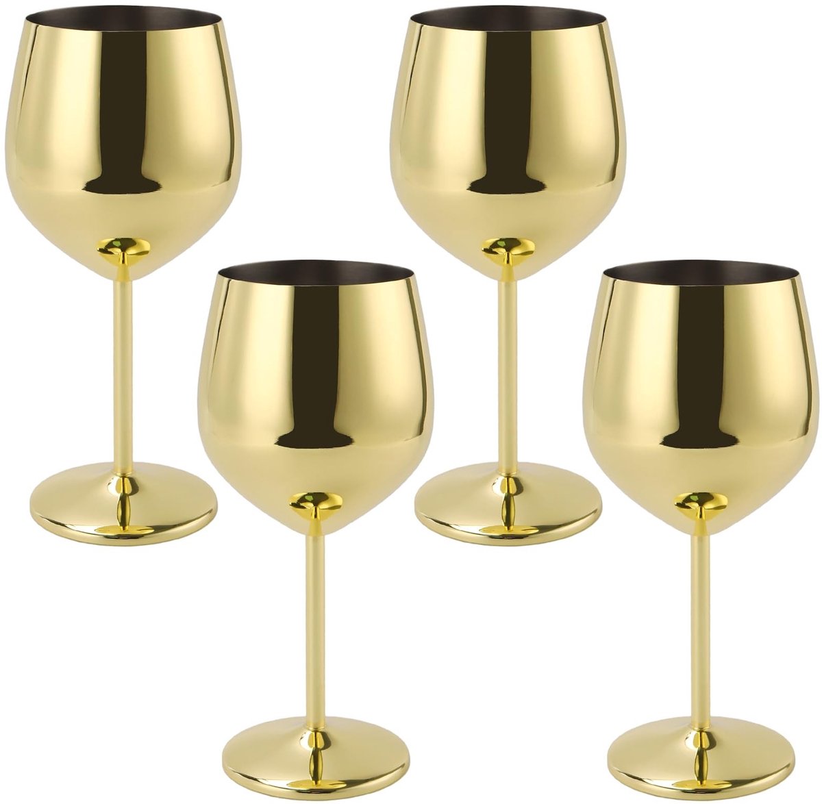 Dailygoods- Wijnglazen 4 stuks 500ml - Roestvrij Staal - Onbreekbaar - Duurzaam - Voor Feest/Buiten - Glanzend Uiterlijk - Drinkbekers