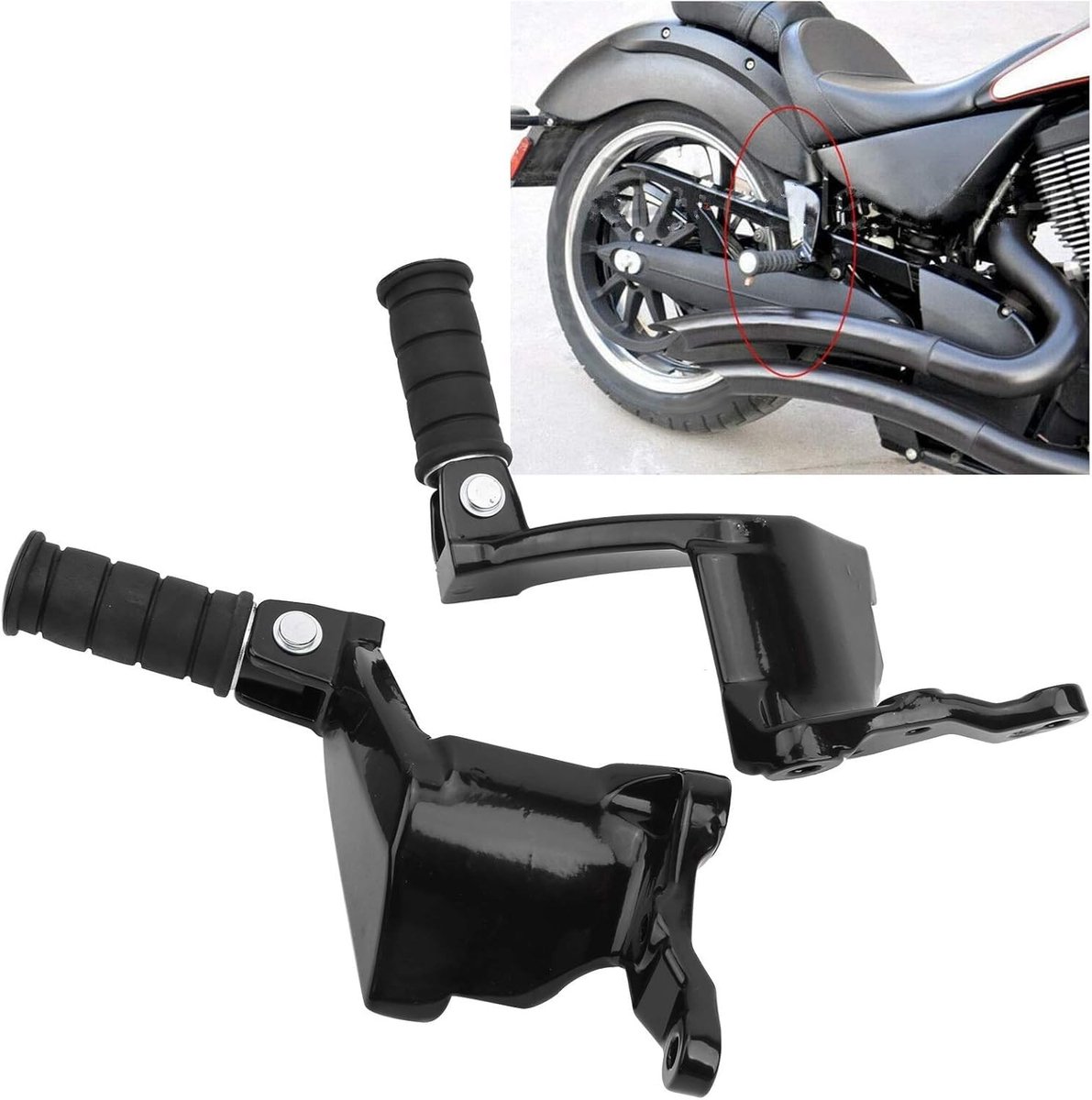Dailygoods- Voetsteunen Aluminium Antislip - Opvouwbare Voetsteunen - Motorfiets Voetsteunen - Geschikt voor Victory - Zwart - Schokbestendig - Motorfietssteunen