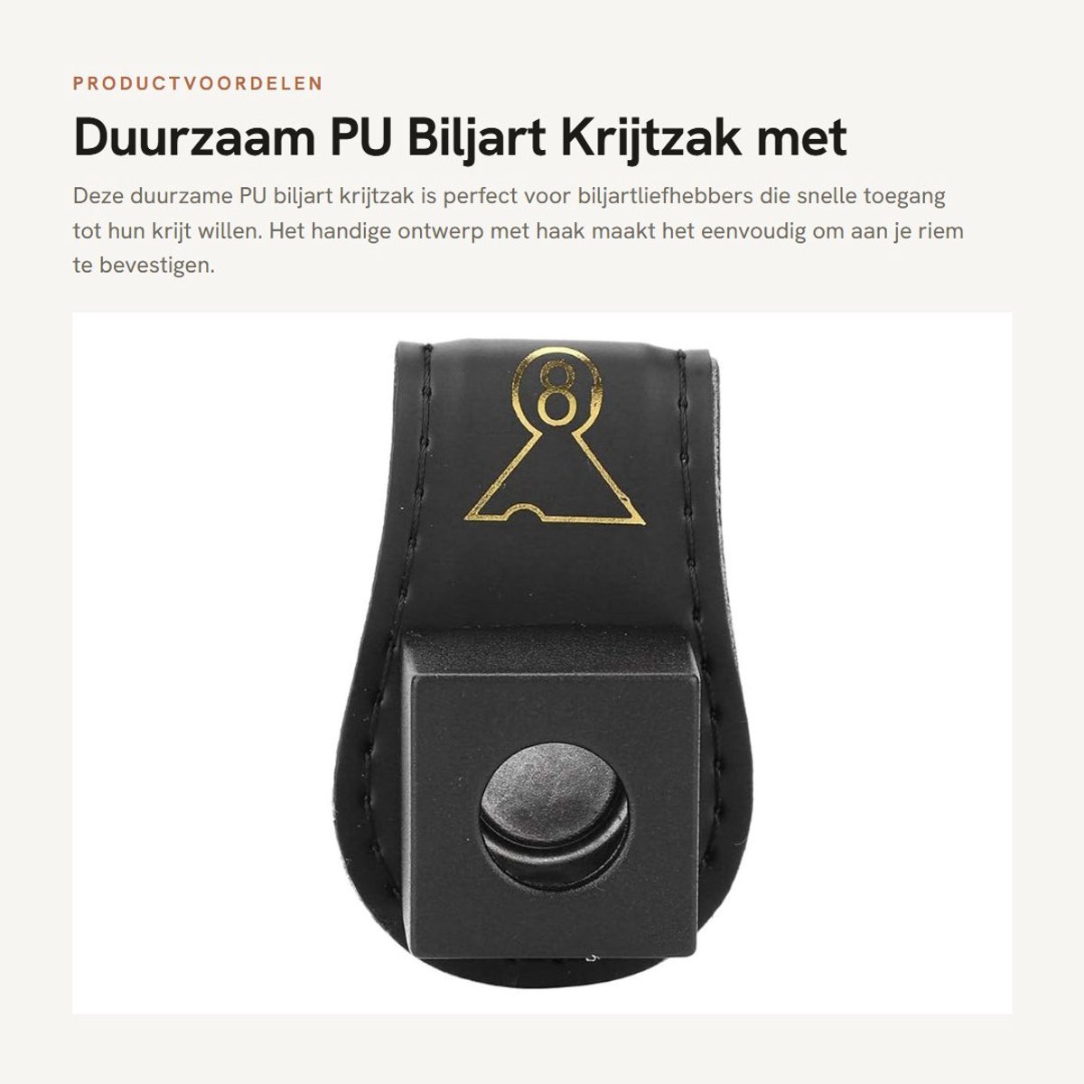 Dailygoods- Biljartkrijtzak Duurzaam PU - Biljartkeu Krijthouder - Biljartaccessoire - Handig - Compact - Stevig Stiksel