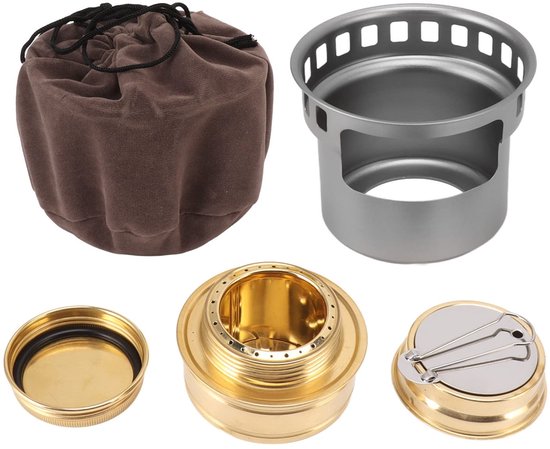 Dailygoods- Alcoholkachel Draagbaar - Mini Alcoholrugzakkachel - Aluminiumlegering/Koper - Campingkachel - Eenvoudig te Reinigen - Uitgebreid Handvat - Kampeerkachel van Dailygoods — afbeelding 2