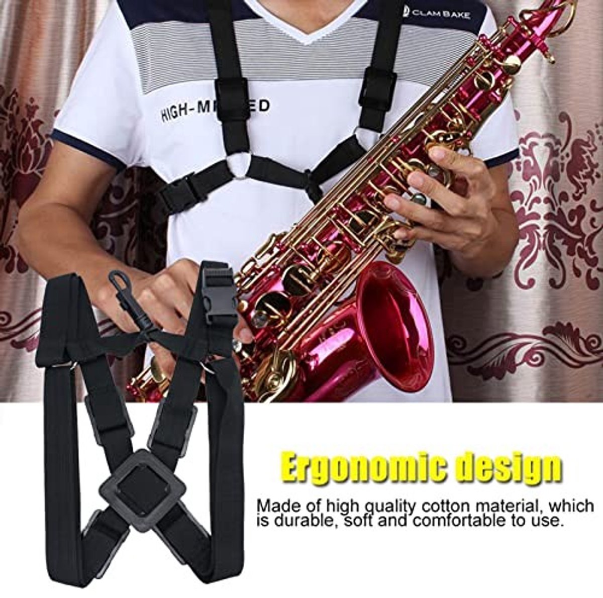 Dailygoods- Saxofoon Schouderriem Verstelbaar - Harnas/Schouderriem - Nylon - Haak - Geschikt voor Altviool/Tenor/Sopraan - Ideaal voor Muziekliefhebbers - Saxofoonband