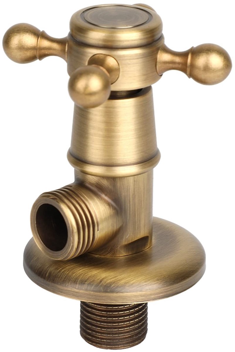 Dailygoods- Hoekafsluiter Antieke Koper - Driehoeksventiel - Gootsteen Afsluitklep - Wandmontage - Duurzaam - Uitstekende Waterdrukcapaciteit