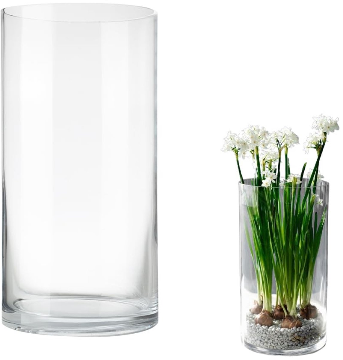 Dailygoods- Cilindervaas 30 cm hoog - Glazen Vaas - Bloemenvaas - Decoratieve Vaas - Tafeldecoratie - Modern Design - 5300 ml inhoud
