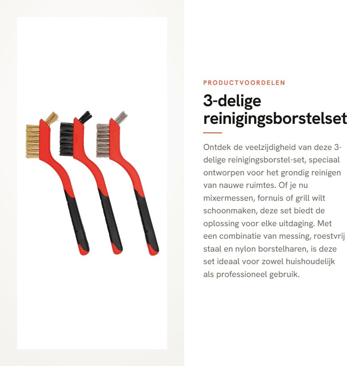 Dailygoods- Reinigenborstel 3-delige Set - Draadborstelset Roestvrij Staal/Koper/Nylon - Borstel voor Nauwe Ruimtes - Geschikt voor Fornuis/Grill/Badkuip - Ideaal voor Motoronderdelen - Borstelset